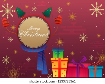 vector illustration of Merry Christmas and Happy New Year seasonal greetings background