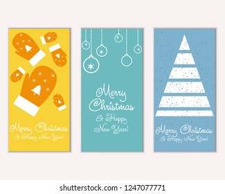 Vector illustration of Merry Christmas and Happy New Year greeting cards