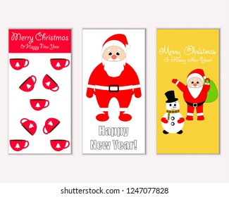Vector illustration of Merry Christmas and Happy New Year greeting cards