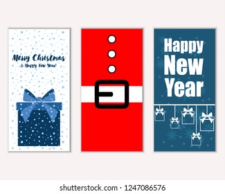 Vector illustration of Merry Christmas and Happy New Year greeting cards