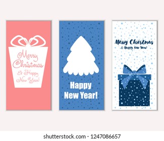 Vector illustration of Merry Christmas and Happy New Year greeting cards