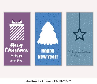 Vector illustration of Merry Christmas and Happy New Year greeting cards