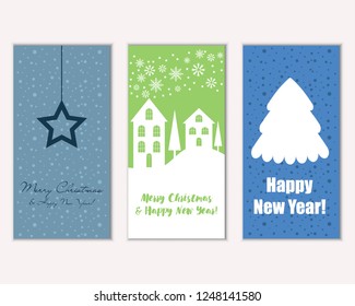 Vector illustration of Merry Christmas and Happy New Year greeting cards