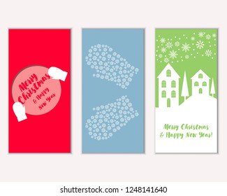 Vector illustration of Merry Christmas and Happy New Year greeting cards