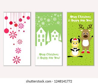 Vector illustration of Merry Christmas and Happy New Year greeting cards