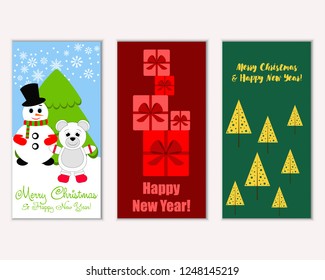 Vector illustration of Merry Christmas and Happy New Year greeting cards