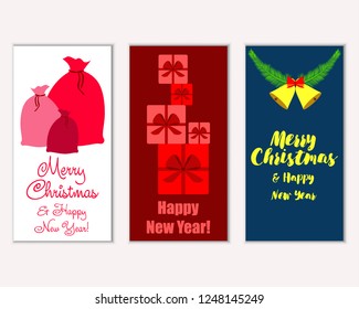 Vector illustration of Merry Christmas and Happy New Year greeting cards