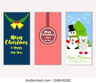 Vector illustration of Merry Christmas and Happy New Year greeting cards