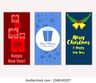 Vector illustration of Merry Christmas and Happy New Year greeting cards