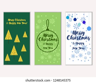 Vector illustration of Merry Christmas and Happy New Year greeting cards