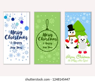 Vector illustration of Merry Christmas and Happy New Year greeting cards