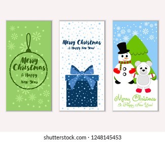 Vector illustration of Merry Christmas and Happy New Year greeting cards