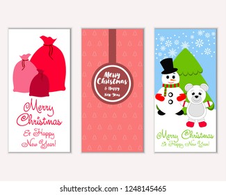 Vector illustration of Merry Christmas and Happy New Year greeting cards