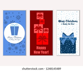 Vector illustration of Merry Christmas and Happy New Year greeting cards