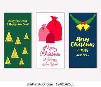 Vector illustration of Merry Christmas and Happy New Year greeting cards