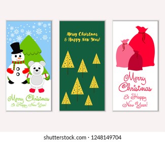 Vector illustration of Merry Christmas and Happy New Year greeting cards
