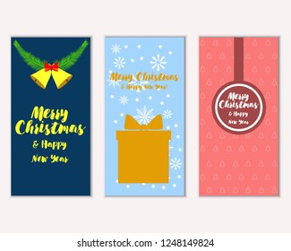 Vector illustration of Merry Christmas and Happy New Year greeting cards