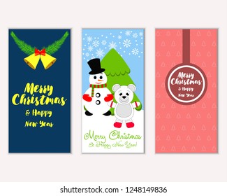Vector illustration of Merry Christmas and Happy New Year greeting cards