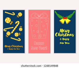 Vector illustration of Merry Christmas and Happy New Year greeting cards