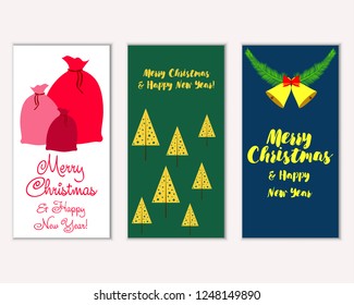 Vector illustration of Merry Christmas and Happy New Year greeting cards