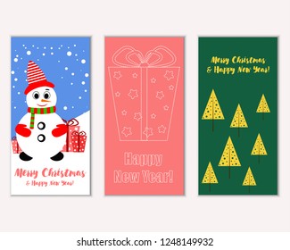 Vector illustration of Merry Christmas and Happy New Year greeting cards