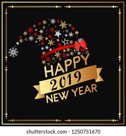 Vector illustration of merry christmas and  happy new year 2019.