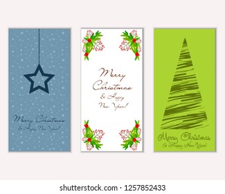 Vector illustration of Merry Christmas and Happy New Year greeting cards