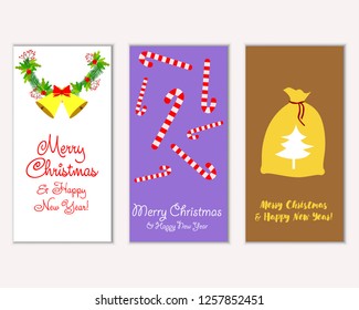 Vector illustration of Merry Christmas and Happy New Year greeting cards