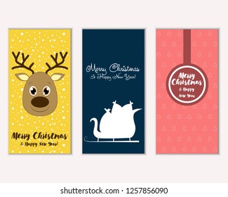 Vector illustration of Merry Christmas and Happy New Year greeting cards