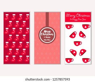 Vector illustration of Merry Christmas and Happy New Year greeting cards