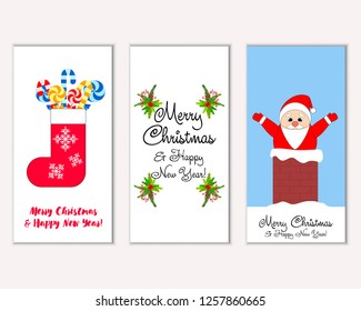 Vector illustration of Merry Christmas and Happy New Year greeting cards