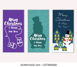 Vector illustration of Merry Christmas and Happy New Year greeting cards