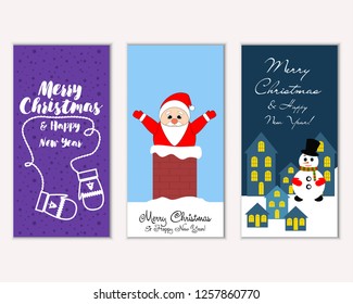 Vector illustration of Merry Christmas and Happy New Year greeting cards