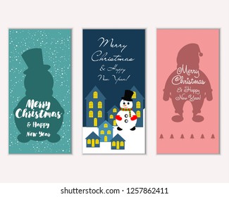 Vector illustration of Merry Christmas and Happy New Year greeting cards