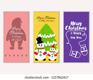 Vector illustration of Merry Christmas and Happy New Year greeting cards