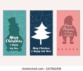 Vector illustration of Merry Christmas and Happy New Year greeting cards