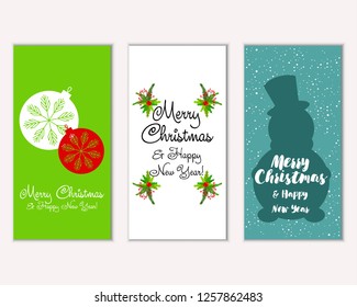 Vector illustration of Merry Christmas and Happy New Year greeting cards