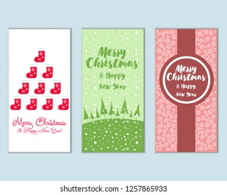 Vector illustration of Merry Christmas and Happy New Year greeting cards