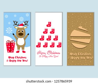 Vector illustration of Merry Christmas and Happy New Year greeting cards