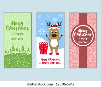 Vector illustration of Merry Christmas and Happy New Year greeting cards