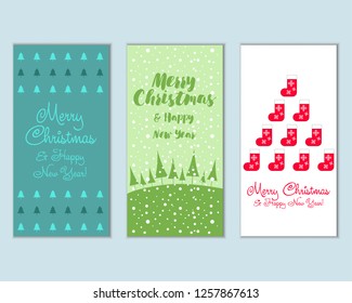 Vector illustration of Merry Christmas and Happy New Year greeting cards