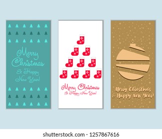 Vector illustration of Merry Christmas and Happy New Year greeting cards