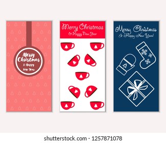 Vector illustration of Merry Christmas and Happy New Year greeting cards