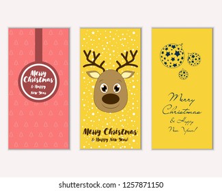 Vector illustration of Merry Christmas and Happy New Year greeting cards