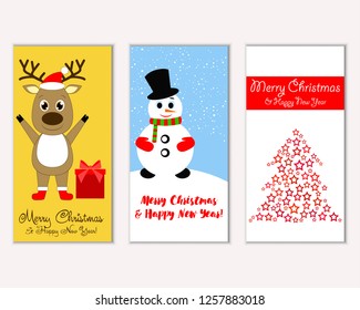 Vector illustration of Merry Christmas and Happy New Year greeting cards