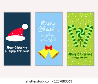 Vector illustration of Merry Christmas and Happy New Year greeting cards
