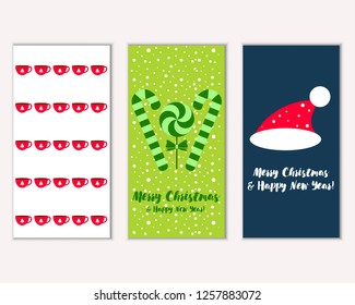 Vector illustration of Merry Christmas and Happy New Year greeting cards