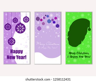 Vector illustration of Merry Christmas and Happy New Year greeting cards