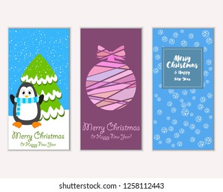 Vector illustration of Merry Christmas and Happy New Year greeting cards