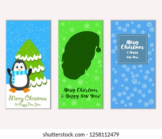 Vector illustration of Merry Christmas and Happy New Year greeting cards